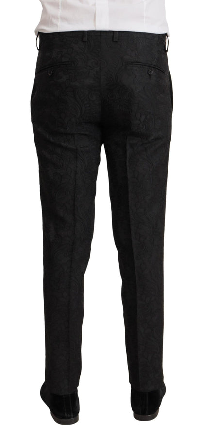 Dolce &amp; Gabbana Black Brocade Formal 2 Piece MARTINI Suit