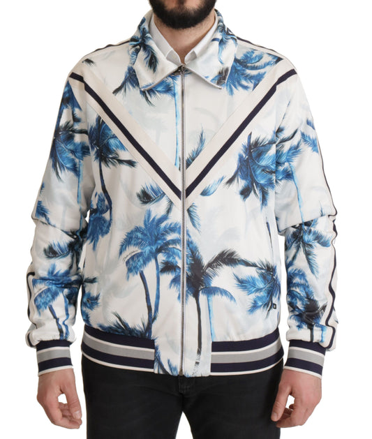 Dolce &amp; Gabbana Multicolor Tree Print Men Full Zip Sweater