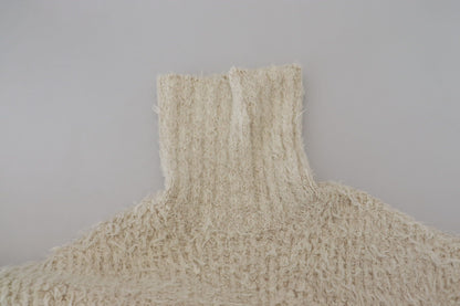 Dolce &amp; Gabbana Cremefarbener Rollkragenpullover aus Wollstrick
