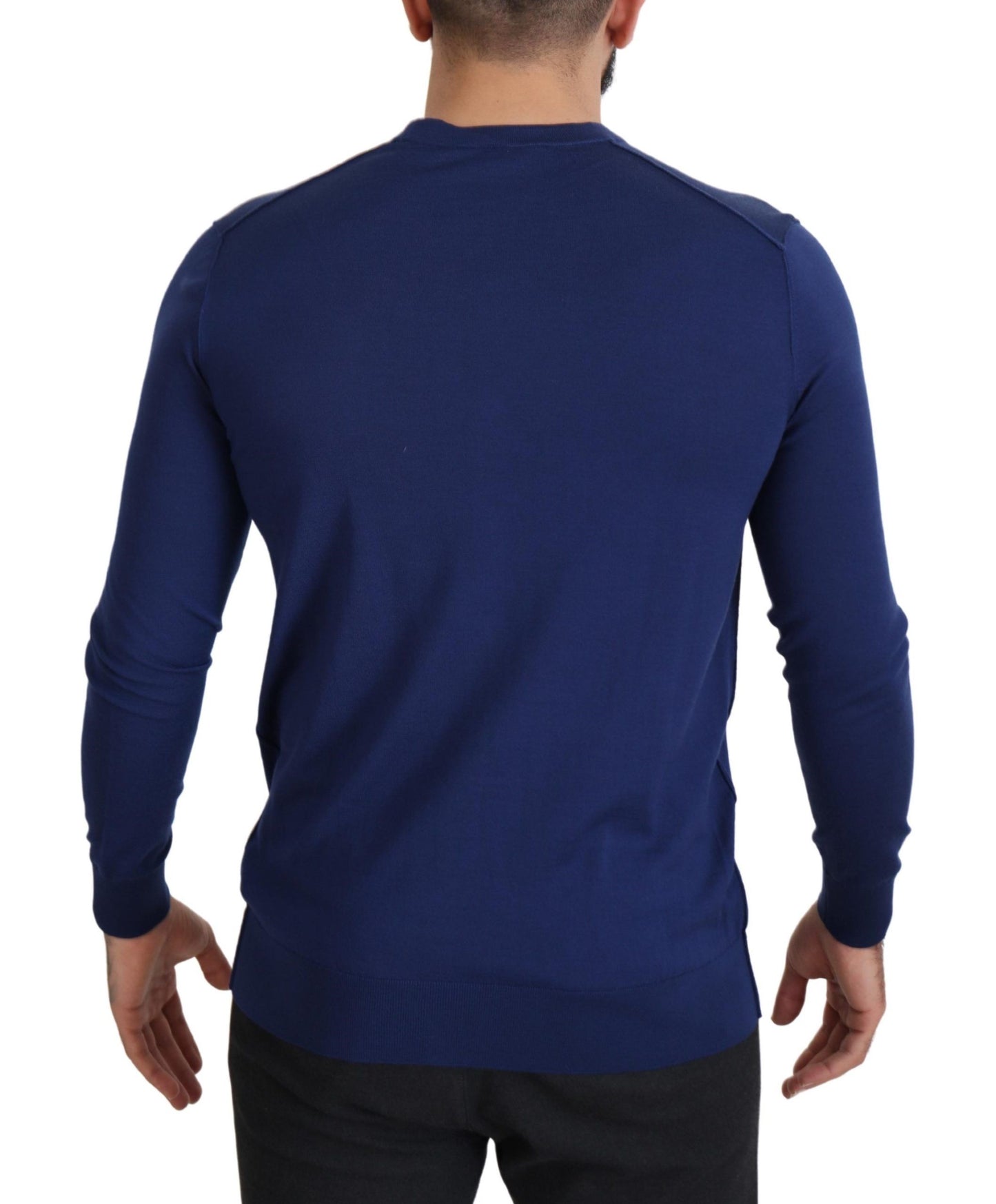 Dolce &amp; Gabbana Blue Wool V-neck Button Down Cardigan Sweater