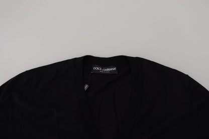 Dolce &amp; Gabbana – Schwarzer Cardigan aus Wolle mit Knopfleiste