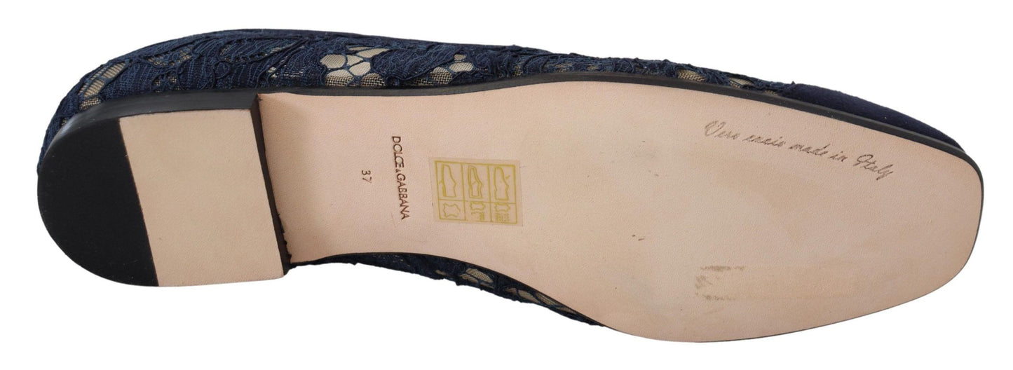 Dolce &amp; Gabbana – Slipper mit Blumenspitze in Blau
