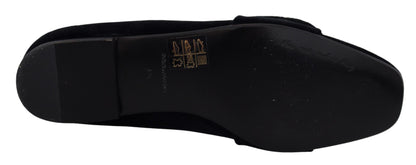 Dolce &amp; Gabbana – Loafer mit Kristallen in Schwarz aus Samt