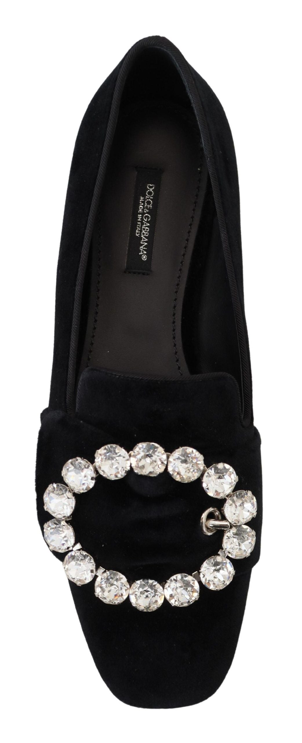 Dolce &amp; Gabbana – Loafer mit Kristallen in Schwarz aus Samt