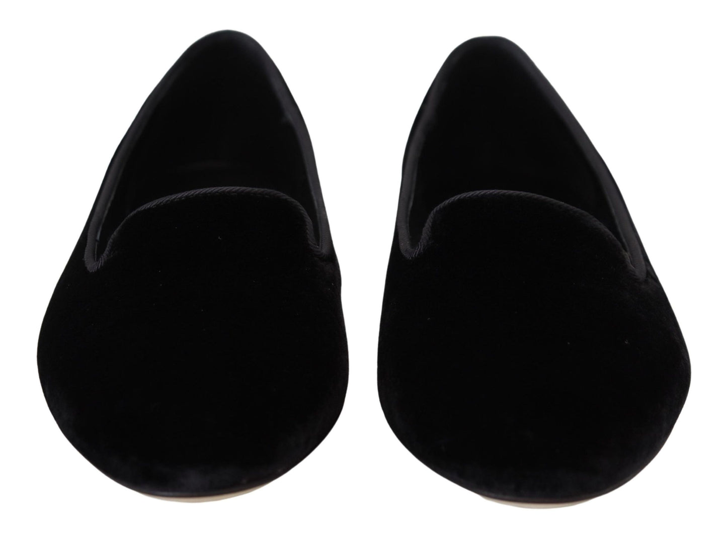 Dolce &amp; Gabbana – Slipper aus schwarzem Samt, flache Schuhe