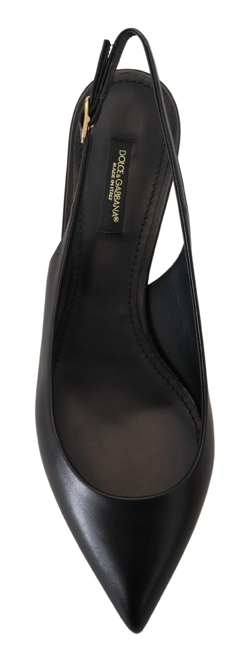 Dolce &amp; Gabbana Schwarze Leder Slingbacks Heels Pumps Schuhe