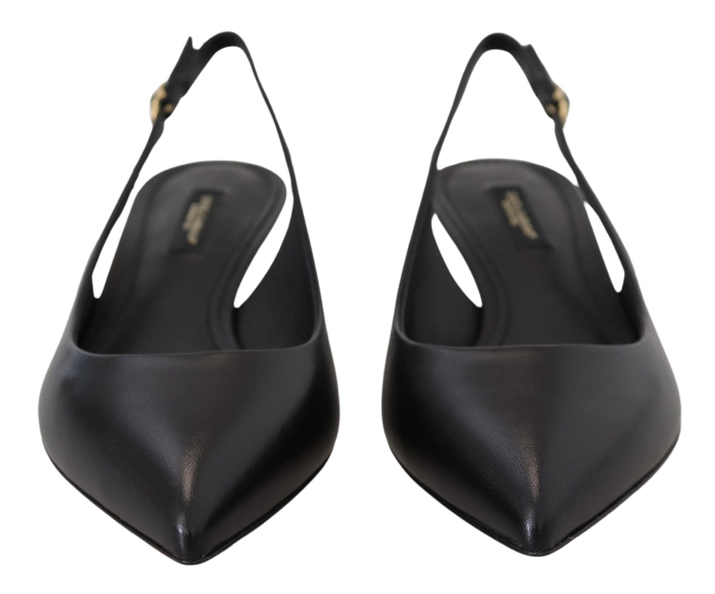 Dolce &amp; Gabbana Schwarze Leder Slingbacks Heels Pumps Schuhe
