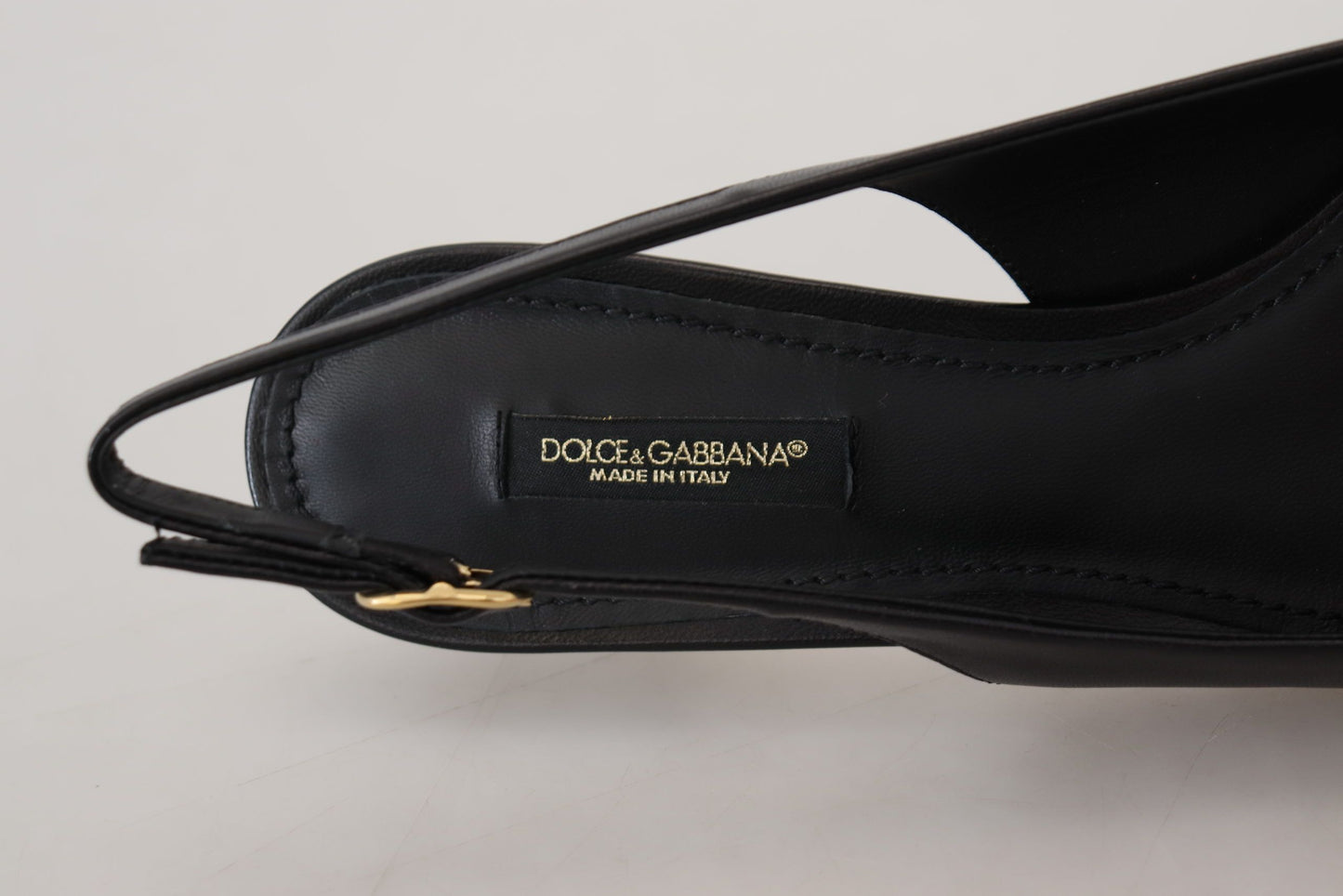 Dolce &amp; Gabbana Schwarze Leder Slingbacks Heels Pumps Schuhe
