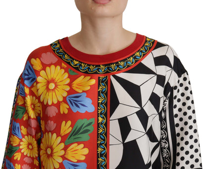 Dolce &amp; Gabbana, mehrfarbig bedrucktes, lockeres Langarmshirt im Barockstil