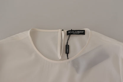 Dolce &amp; Gabbana – Weiße Bluse aus Seide mit DG-Logo-Stickerei und langen Ärmeln