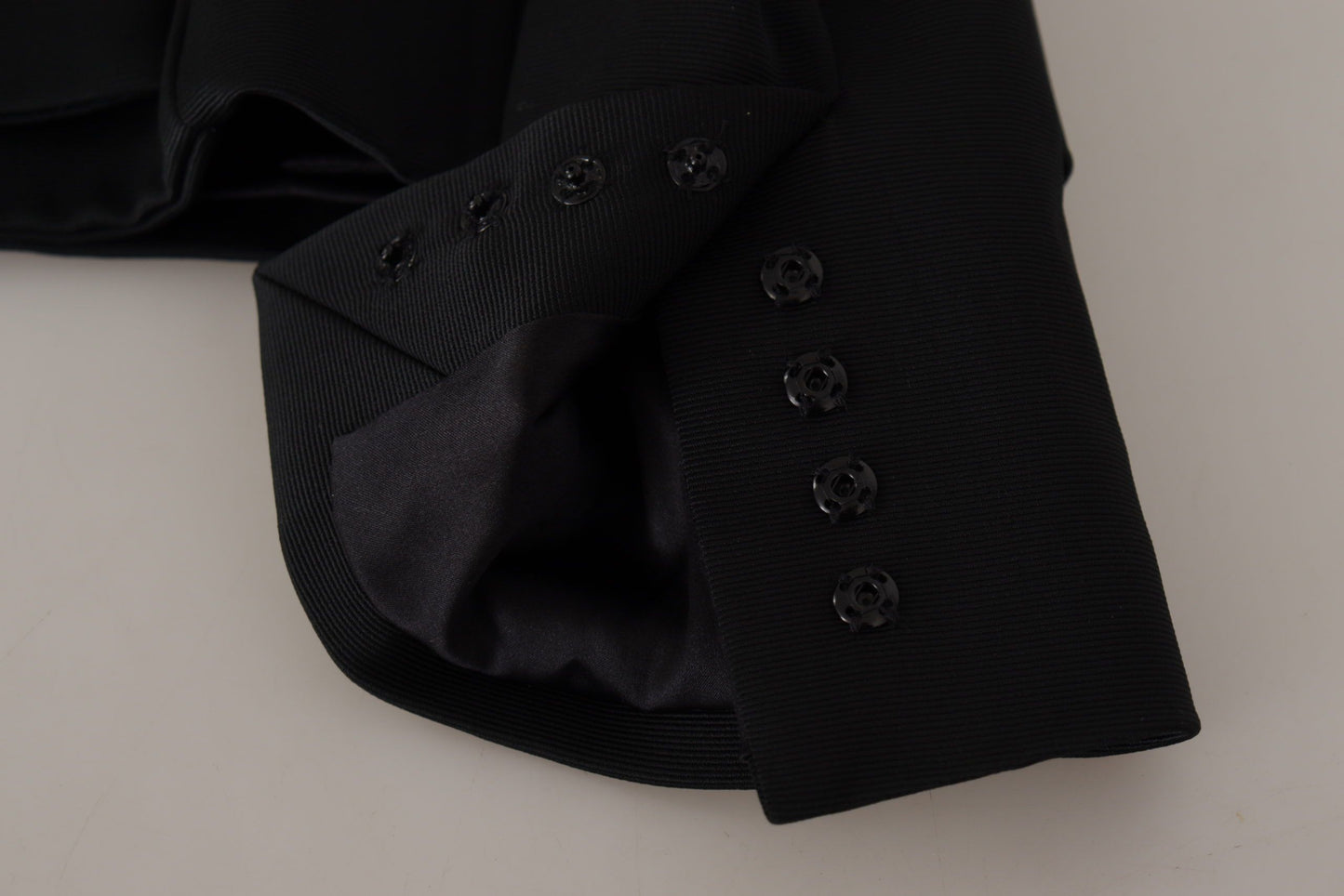 Dolce &amp; Gabbana – Schwarze Slim Fit-Jacke mit langen Ärmeln und Druckknöpfen