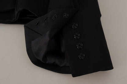 Dolce &amp; Gabbana – Schwarze Slim Fit-Jacke mit langen Ärmeln und Druckknöpfen