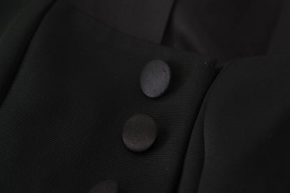 Dolce &amp; Gabbana – Schwarze Slim Fit-Jacke mit langen Ärmeln und Druckknöpfen