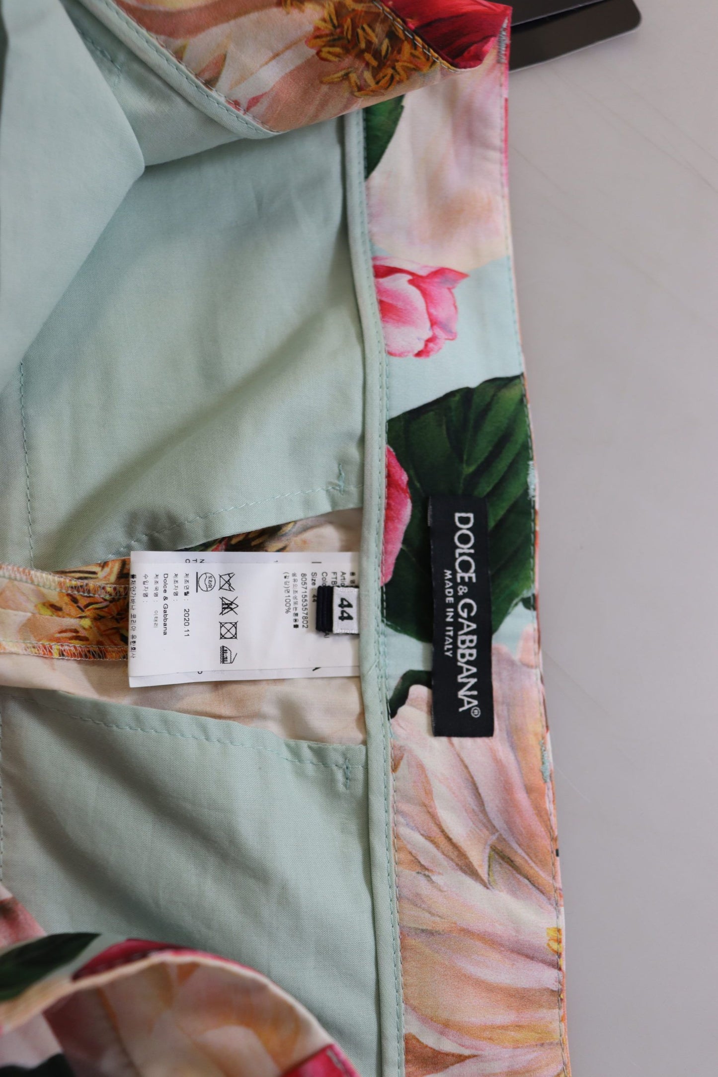 Dolce &amp; Gabbana – Mehrfarbige, verkürzte Hose mit hohem Bund und Flora-Print