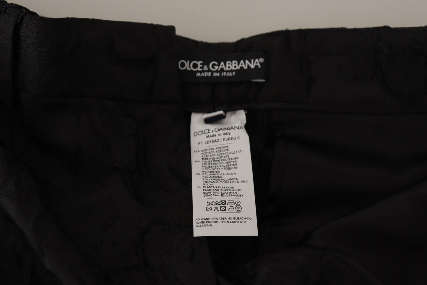 Dolce &amp; Gabbana – Kurze, hoch taillierte Hose aus schwarzem Brokat