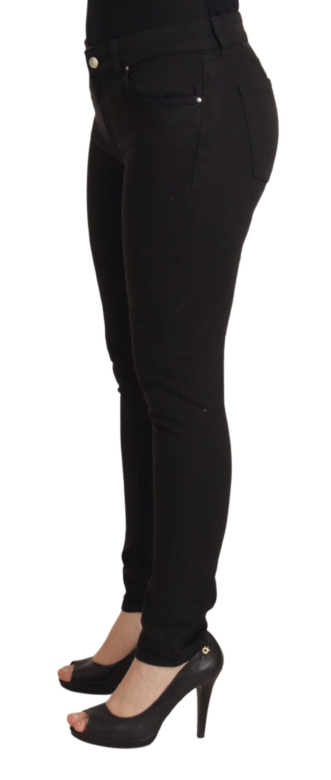 Dolce &amp; Gabbana Schwarze Skinny-Jeans aus Baumwolldenim mit mittlerer Taille