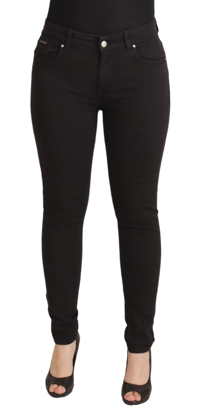 Dolce &amp; Gabbana Schwarze Skinny-Jeans aus Baumwolldenim mit mittlerer Taille