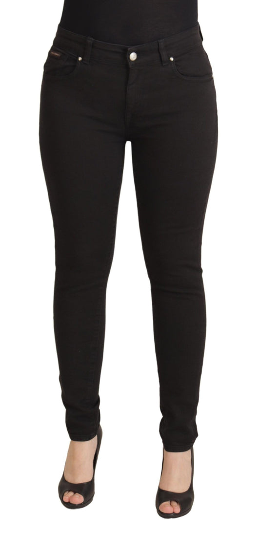 Dolce &amp; Gabbana Schwarze Skinny-Jeans aus Baumwolldenim mit mittlerer Taille