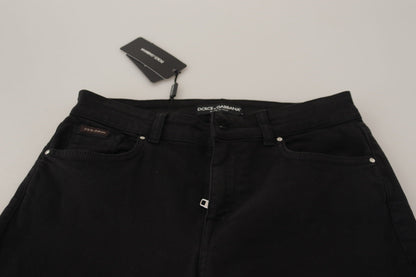 Dolce &amp; Gabbana Schwarze Skinny-Jeans aus Baumwolldenim mit mittlerer Taille