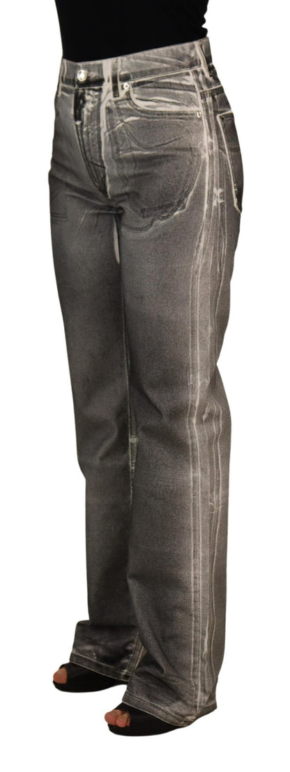 Dolce &amp; Gabbana Grau verwaschene Jeanshose mit hoher Taille aus Baumwolle