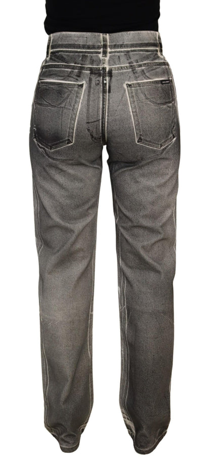 Dolce &amp; Gabbana Grau verwaschene Jeanshose mit hoher Taille aus Baumwolle
