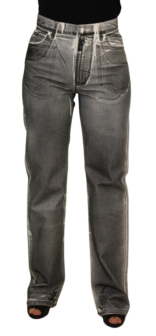 Dolce &amp; Gabbana Grau verwaschene Jeanshose mit hoher Taille aus Baumwolle