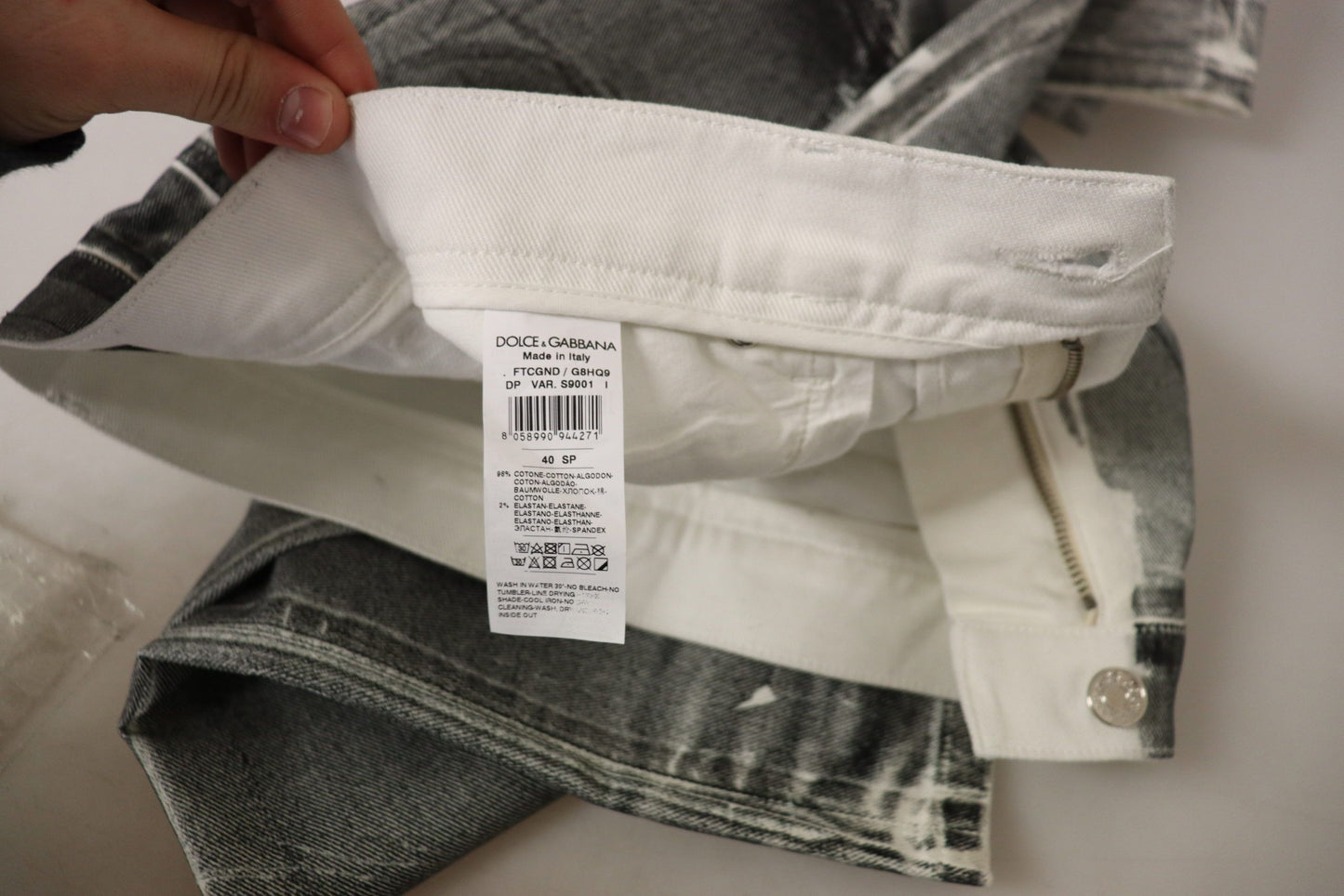 Dolce &amp; Gabbana Grau verwaschene Jeanshose mit hoher Taille aus Baumwolle