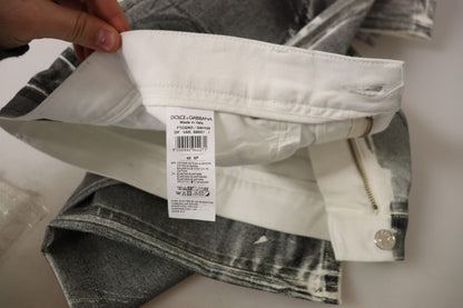 Dolce &amp; Gabbana Grau verwaschene Jeanshose mit hoher Taille aus Baumwolle