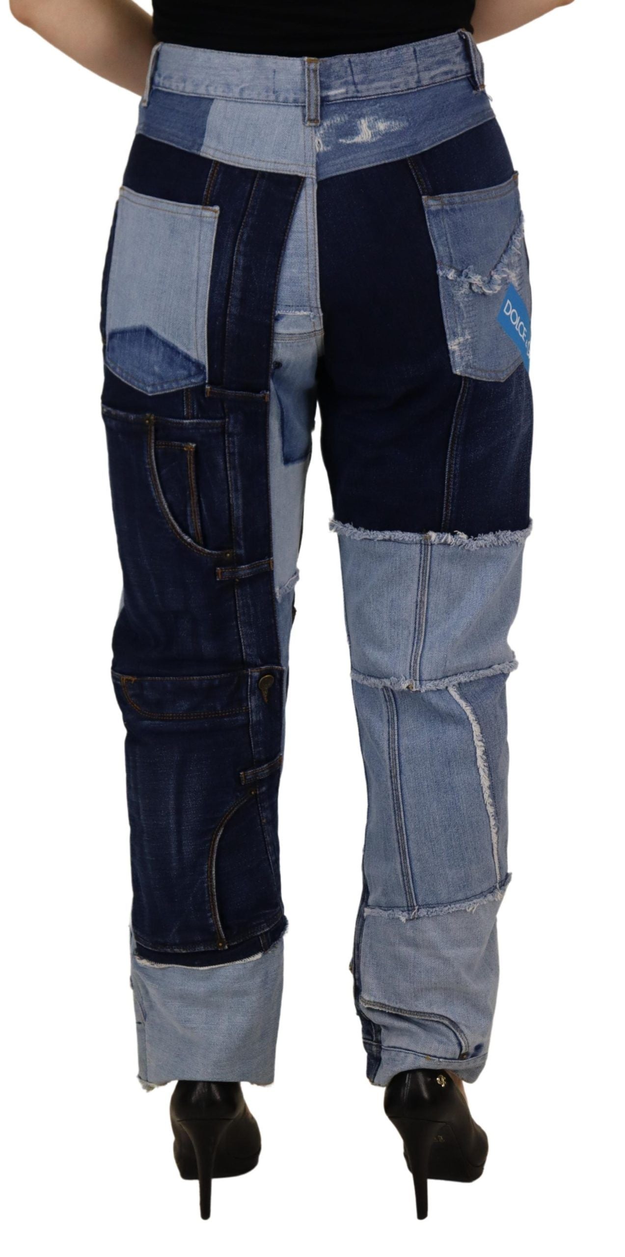 Dolce &amp; Gabbana Mehrfarbige Patchwork-Jeans mit hoher Taille