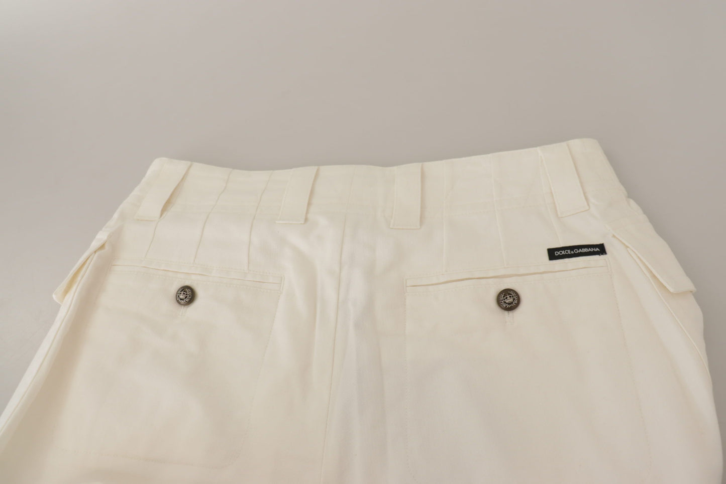 Dolce &amp; Gabbana Weiße hoch taillierte konische Baumwollhose für Damen