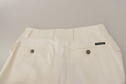 Dolce &amp; Gabbana Weiße hoch taillierte konische Baumwollhose für Damen