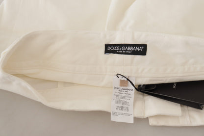 Dolce &amp; Gabbana Weiße hoch taillierte konische Baumwollhose für Damen