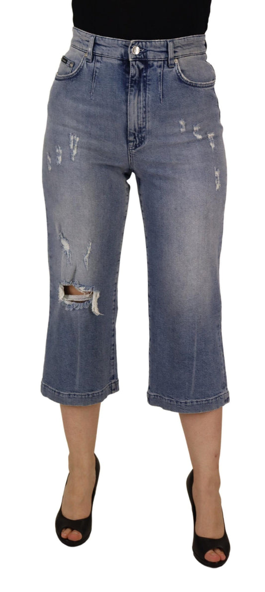 Dolce &amp; Gabbana – Blau verwaschene, verkürzte Jeans mit hoher Taille