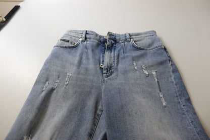 Dolce &amp; Gabbana – Blau verwaschene, verkürzte Jeans mit hoher Taille