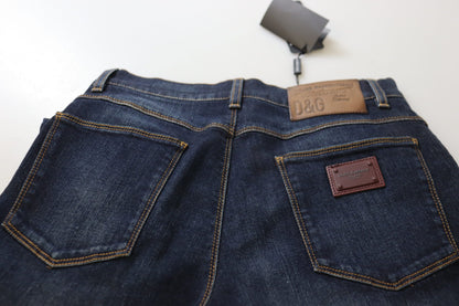 Dolce &amp; Gabbana – Blaue Skinny-Jeans aus Baumwolle mit hoher Taille