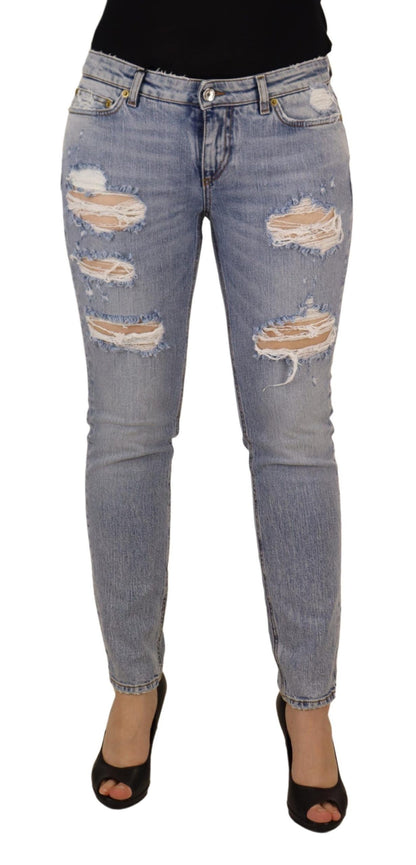 Dolce &amp; Gabbana – Blaue Skinny-Jeans aus Baumwollstretch mit niedriger Taille