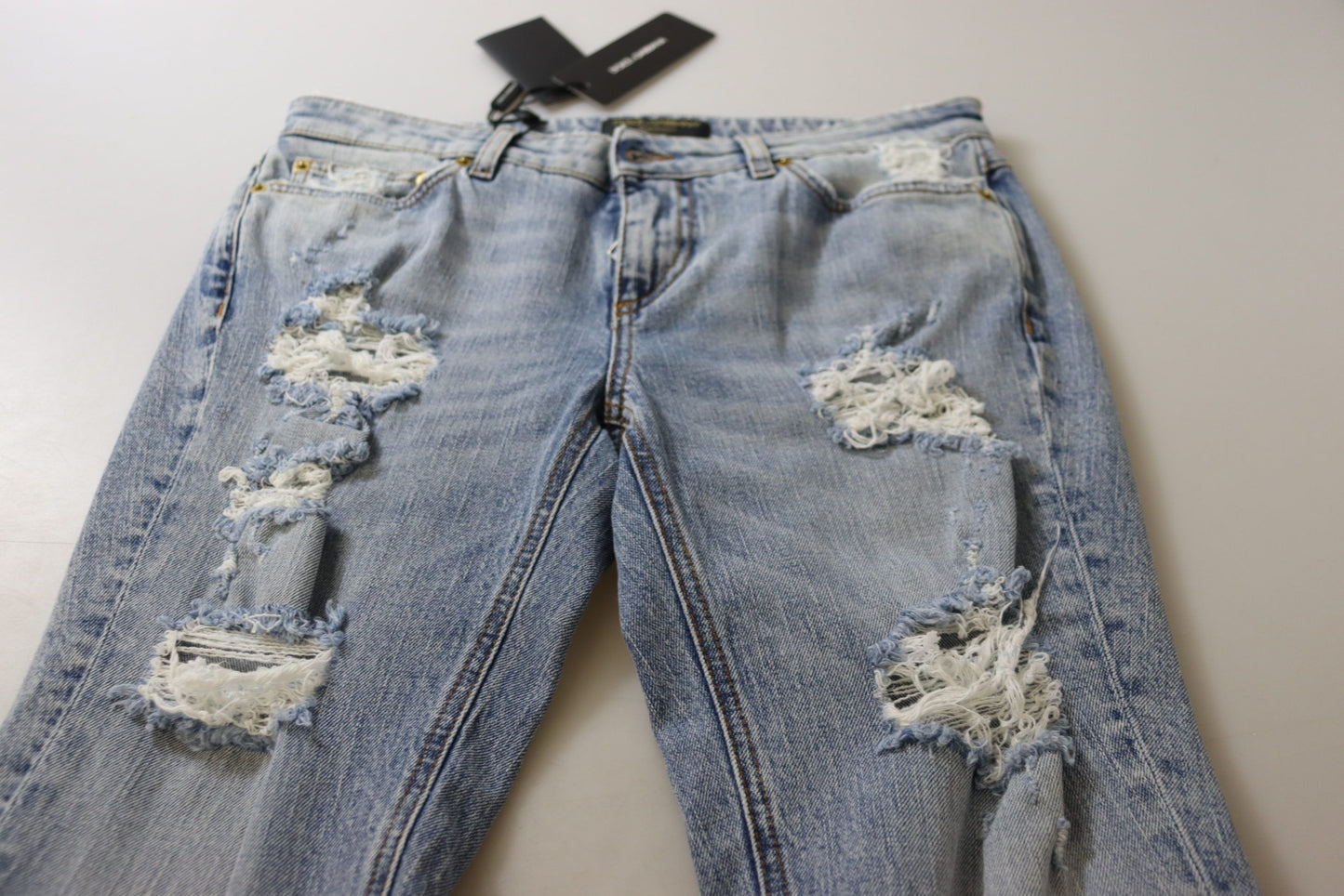 Dolce &amp; Gabbana – Blaue Skinny-Jeans aus Baumwollstretch mit niedriger Taille