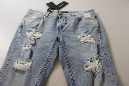 Dolce &amp; Gabbana – Blaue Skinny-Jeans aus Baumwollstretch mit niedriger Taille