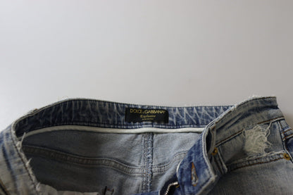 Dolce &amp; Gabbana – Blaue Skinny-Jeans aus Baumwollstretch mit niedriger Taille