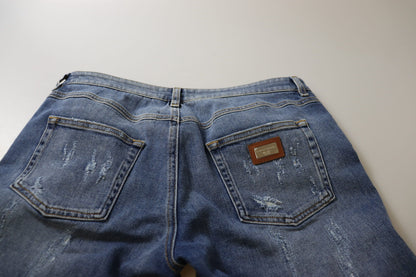 Dolce &amp; Gabbana – Skinny-Jeans aus gewaschener Baumwolle mit niedriger Taille in Blau