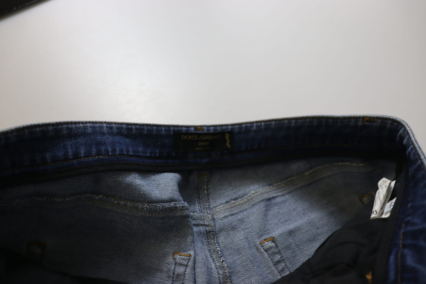 Dolce &amp; Gabbana – Skinny-Jeans aus gewaschener Baumwolle mit niedriger Taille in Blau