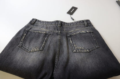 Dolce &amp; Gabbana – Schwarze, verwaschene, zerfetzte Jeans mit hoher Taille