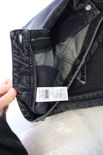 Dolce &amp; Gabbana – Schwarze, verwaschene, zerfetzte Jeans mit hoher Taille