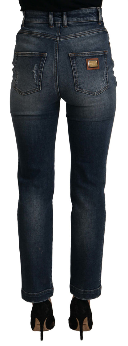 Dolce &amp; Gabbana – Blaue Jeanshose mit Kristallverzierung