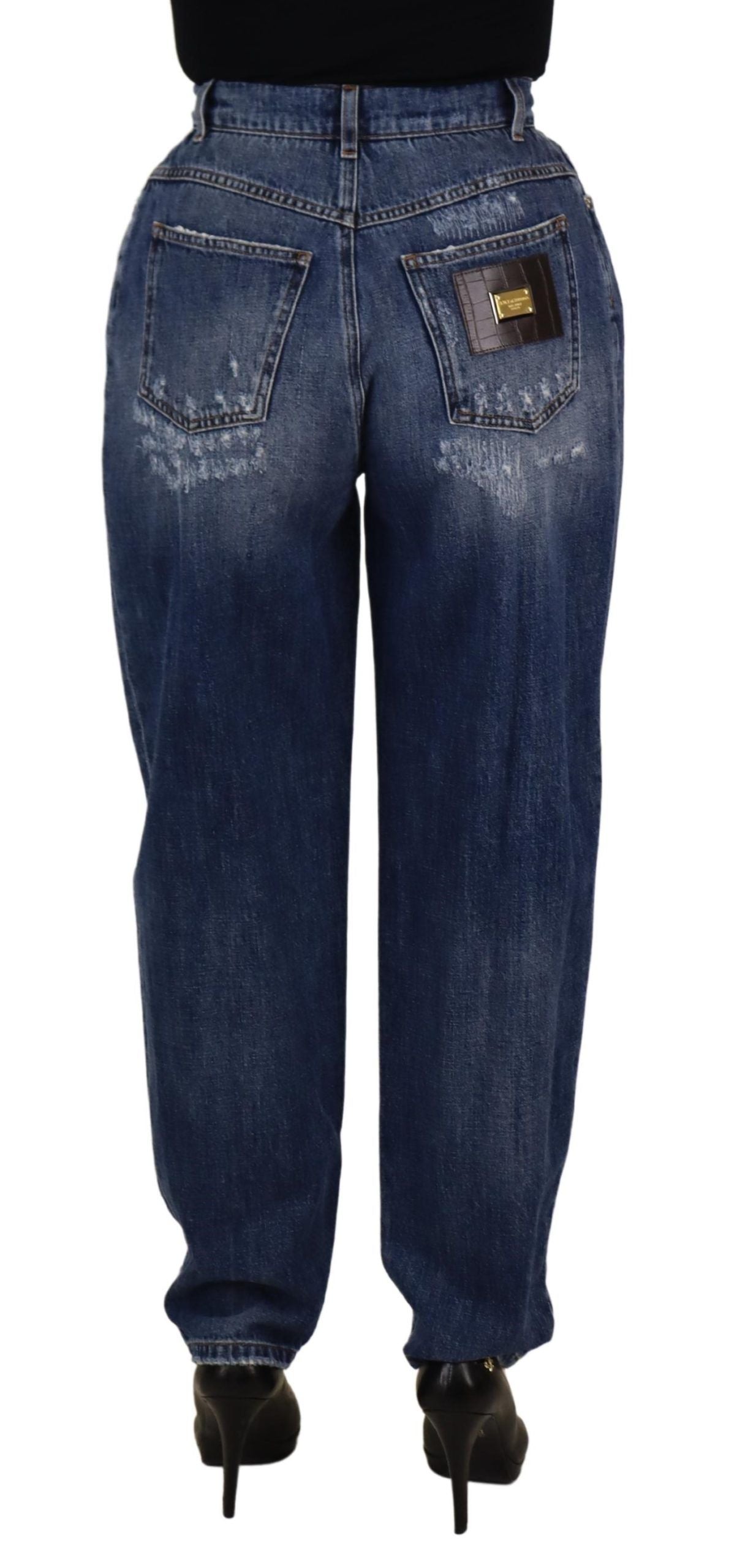 Dolce &amp; Gabbana – Blau verwaschene Hose mit hoher Taille und lockerer Passform