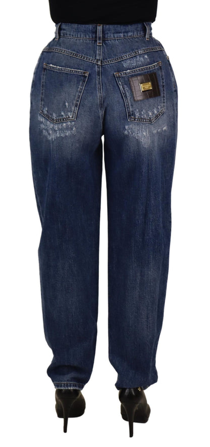 Dolce &amp; Gabbana – Blau verwaschene Hose mit hoher Taille und lockerer Passform