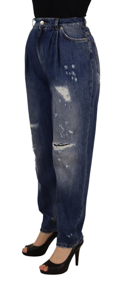Dolce &amp; Gabbana – Blau verwaschene Hose mit hoher Taille und lockerer Passform
