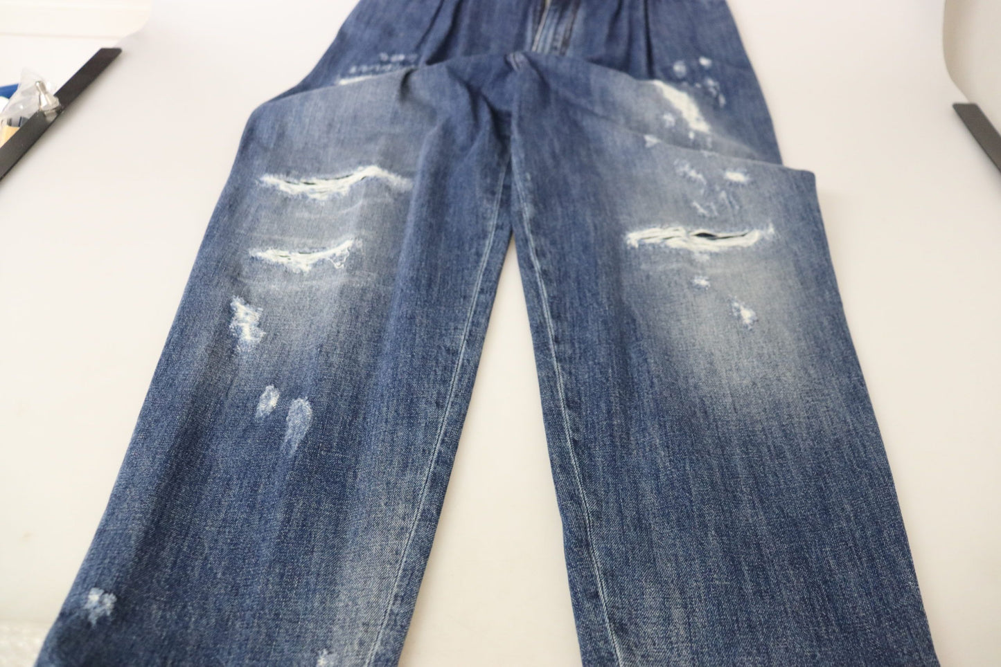 Dolce &amp; Gabbana – Blau verwaschene Hose mit hoher Taille und lockerer Passform