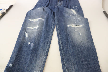 Dolce &amp; Gabbana – Blau verwaschene Hose mit hoher Taille und lockerer Passform