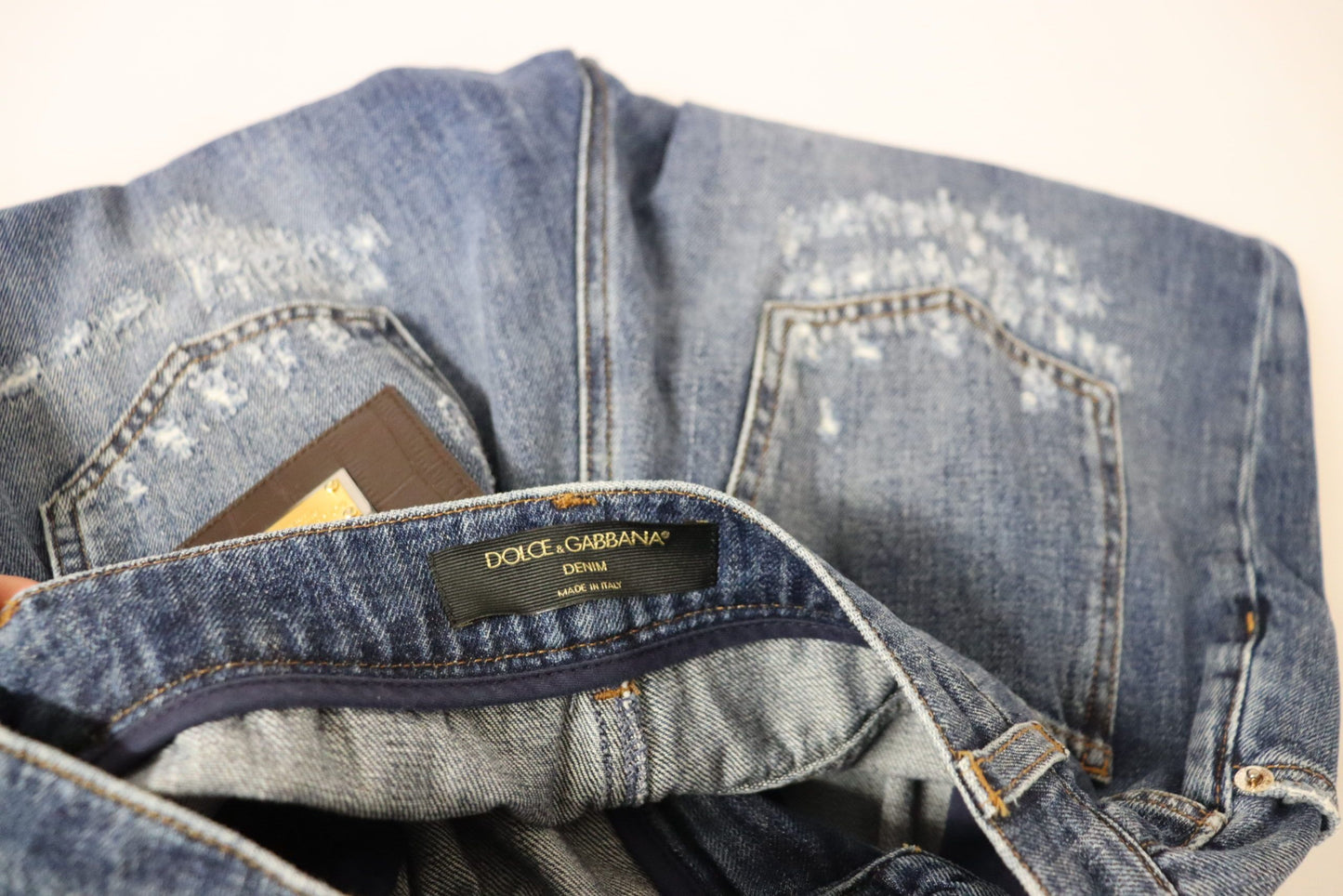 Dolce &amp; Gabbana – Blau verwaschene Hose mit hoher Taille und lockerer Passform